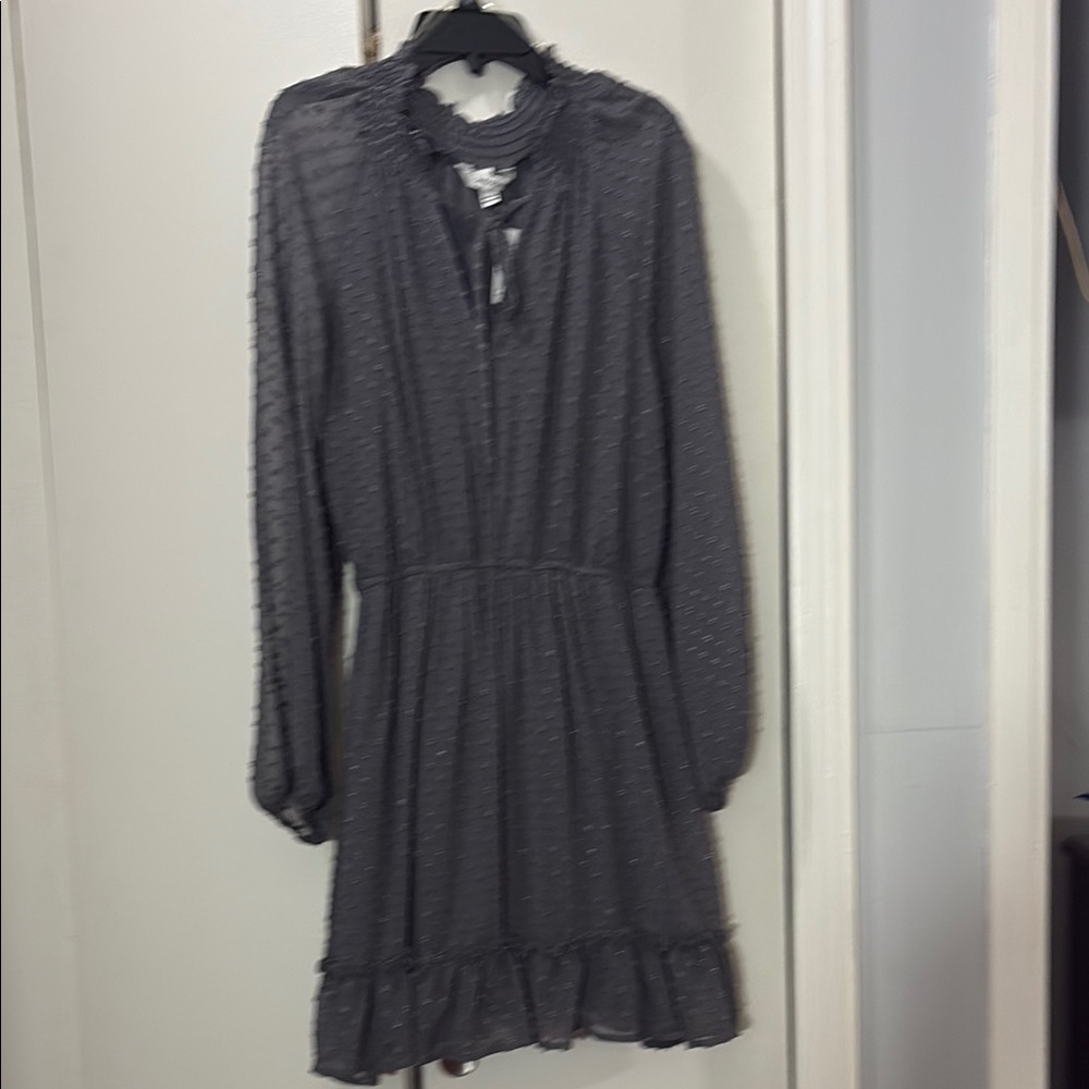 Elegant Gray Long-Sleeve Dress - Picture 3 of 12